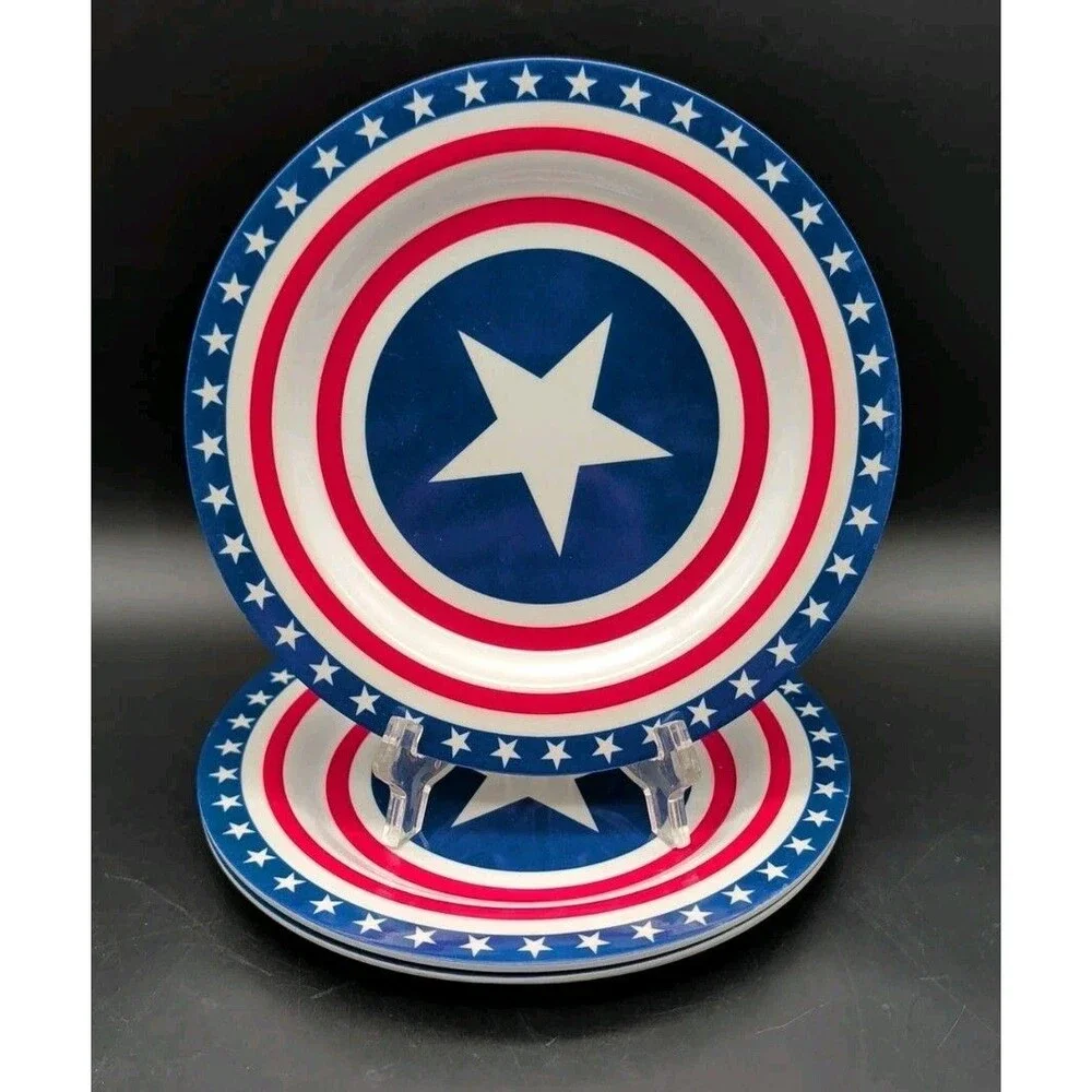 Kings Club Casino Captain America Star Salad Plates July Fourth Set Of 4